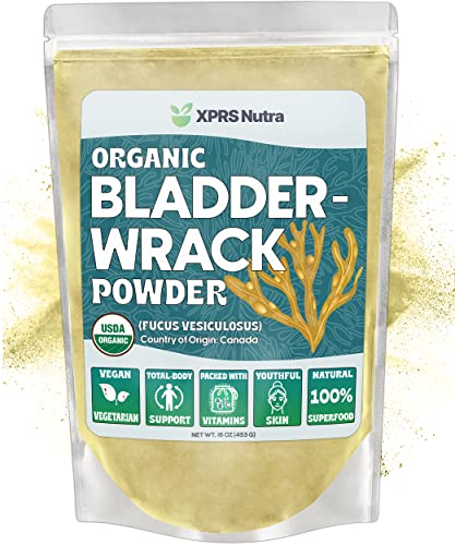 XPRS Nutra Organic Bladderwrack Powder (Fucus Vesiculosus) - Premium Bladderwrack Organic Powder for Glowing Skin - Vegan Friendly Bladderwrack Herb Iodine Supplement (16 Ounce)