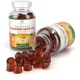 Sugar-Free Pumpkin Seed Oil Gummies (4,000mg/serving) Pumpkin Seed Oil for Hair Growth, Youthful Skin, Prostate Health, Immune & Urinary Tract Support-Natural Source of Essential Fatty Acids-60 Chews