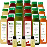 3 Day Juice Cleanse by Raw Fountain, Tropical Flavors, All Natural Raw, Cold Pressed Fruit and Vegetable Juices, Detox Cleanse, 18 Bottles 12oz, 3 Bonus Ginger Shots