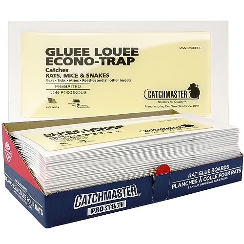 Catchmaster Gluee Louee Rat Extra Large Traps 30-PK, Heavy Duty Glue Traps, Mouse Traps for Home, Pre-Scented Adhesive Glue Boards for Inside House, Snake, Mice, & Spider Traps, Pet Safe Pest Control