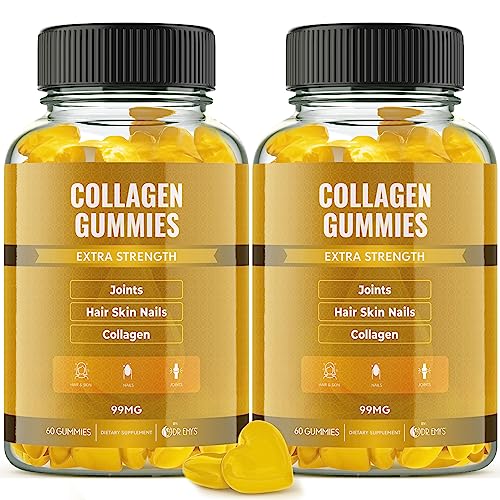 Dr. Emy's Collagen Gummies Gummy Vitamin for Women & Men, Hair, Skin, Nails, Joint Supplement - Anti-Aging Collagen Gummy Supplements - Strengthen Hair, Skin and Nails - Gelatin-Free - 120 ct Each (2)