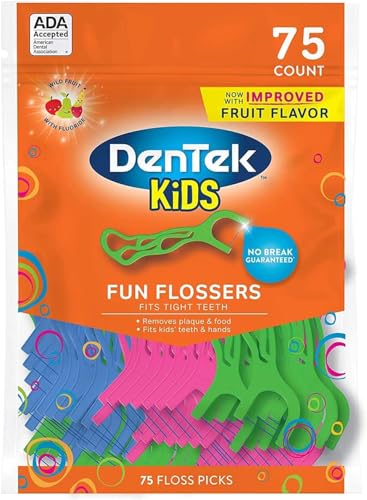 DenTek Kids Fun Flossers, Limited Edition Monster Flossers, 75 Count (Pack of 4)