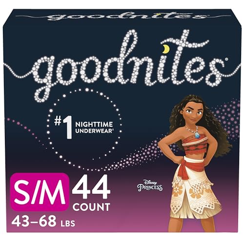 Goodnites Girls' Nighttime Bedwetting Underwear, Size S/M (43-68 lbs), 44 Ct (2 Packs of 22), Packaging May Vary