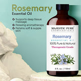 MAJESTIC PURE Rosemary Essential Oil, Therapeutic Grade, 100% Pure and Natural Rosemary Oil for Hair Growth, Skin, Face, Aromatherapy & Diffuser - 4 fl oz