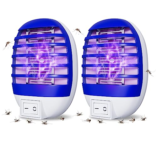 2 Pack Plug in Bug Zapper Indoor Flying Insect Trap, Electronic Mosquito Zapper Gnat Traps with LED Light for Patio, Bedroom, Kitchen, Office