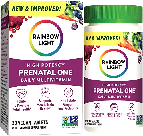 Rainbow Light High-Potency Prenatal One Multivitamin, Prenatal Health Multivitamin Supports Mom's Health and Baby's Development, With Vitamin C, Vegan, 30 Count