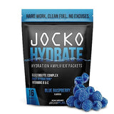 Jocko Fuel Hydrate Electrolytes Powder Packets No Sugar - Hydration Amplifier Packets for Recovery, Dehydration, & Exercise - with Vitamins B6, B12 & C (16 Packets) Blue Raspberry