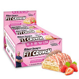 FITCRUNCH Snack Size Protein Bars, Designed by Robert Irvine, 6-Layer Baked Bar, 3g of Sugar, Gluten Free & Soft Cake Core (9 Bars, Strawberry Strudel)