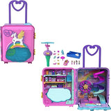 Polly Pocket Dolls, Playset and Travel Toys, 4 Dolls, 1 Vehicle, 25+ Accessories, Resort Roll Away