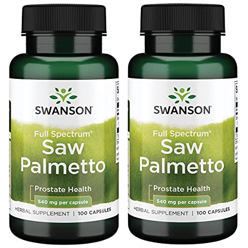 Swanson Saw Palmetto - Herbal Supplement Promoting Male Prostate Health Support - Natural Hair Supplement & Urinary Health Support - 540 mg 100 Capsules (2 Pack)
