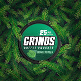 Grinds Coffee Pouches | 10 Cans of Wintergreen | 18 Pouches Per Can | 1 Pouch eq. 1/4 Cup of Coffee (Wintergreen)