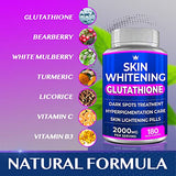 Glutathione Whitening Pills - 180 Capsules 2000mg Glutathione - Effective Skin Lightening Supplement - Dark Spots, Melasma & Acne Scar Remover, Hyperpigmentation Treatment - Anti-Aging Antioxidant