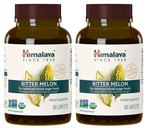 Himalaya Organic Bitter Melon/Karela Supplement, Glucose Metabolism, Weight Management, Glucose Response, USDA Certified Organic, Non-GMO, Vegan, 660 mg, 60 Plant-Based Caplets, 2 Pack, 60 Day Supply