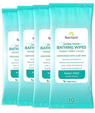 Nurture XL Ultra Thick Body Wipes for Adults w/Aloe | 40 Extra Large Disposable Cloth Wet Cleansing No Rinse Bathing Washcloths, Waterless Shower | Bath Wipe for Women, Men & Elderly
