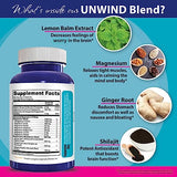 Unwind - Advanced Relaxation Supplement w/Max Strength Magnesium (Lemon Balm, Primavie Shilajit, Ginger - 120 Capsules)