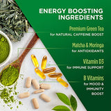 VitaCup Green Tea Instant Packets, Enhance Energy & Detox with Matcha, Moringa, B Vitamins, D3, Fiber, Keto, Paleo, Vegan in Tea Powder Single Serving Sticks, 10 Ct