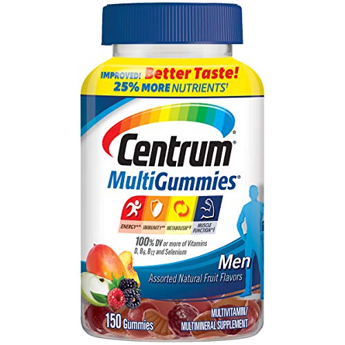 Centrum MultiGummies Gummy Multivitamin for Men, Multivitamin/Multimineral Supplement with Selenium, Antioxidants and Vitamin D3, Assorted Fruit Flavor - 150 Count