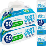 DuraCleanse Body Wipes for Adults Bathing No Rinse (2 Pack) 100 XL Shower Wipes + 8 Travel Bath Wipes - 9" x 12" Thick Cleansing Wash Wipes - Disposable Washcloths for Camping & Elderly Incontinence