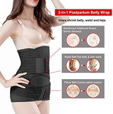 ChongErfei 2 in 1 Postpartum Belly Band - Recovery Belly/Pelvis Belt Black Support Postpartum Belly Band,Black Plus Size