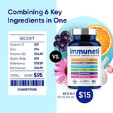 Immuneti - Advanced Immune Defense, 6-in-1 Powerful Blend of Vitamin C, Vitamin D3, Zinc, Elderberries, Garlic Bulb, Echinacea - 3 Pack - Supports Overall Health