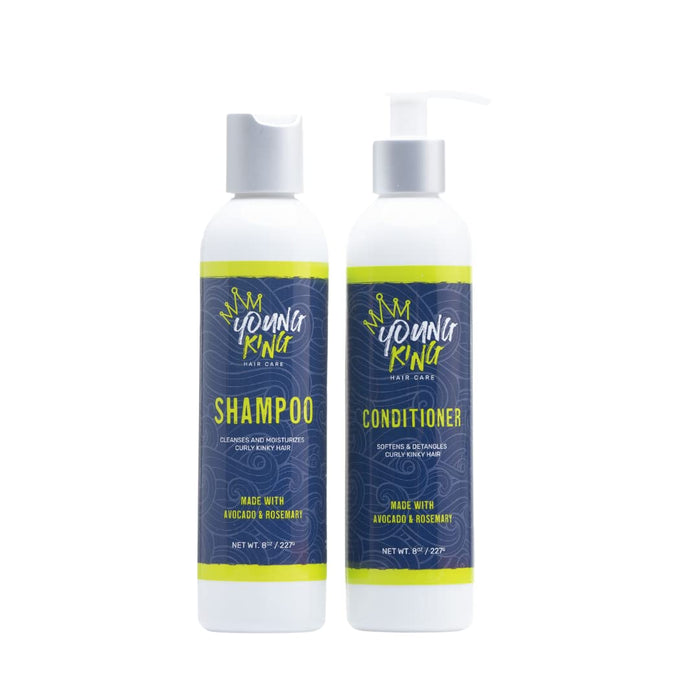 YOUNG KING HAIR CARE Kids Shampoo and Conditioner Set | Cleanse and Hydrate Natural Curls | Plant-Based and Harm-Free | 8 oz each