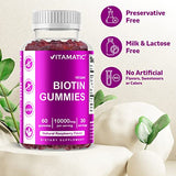 Vitamatic Biotin Gummies 10,000 mcg for Stronger Hair, Skin & Nails - 60 Vegan Gummies - Also Called Vitamin B7 (2 Bottles)