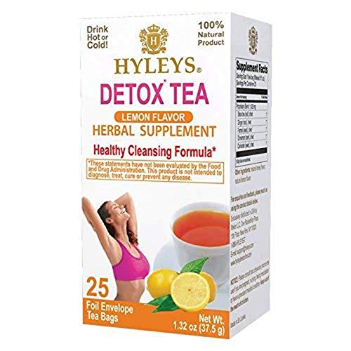 Hyleys Detox Tea for Cleanse - Green Tea with Lemon - 25 Tea Bags (12 Pack)