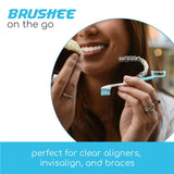 Brushee - The Evolution of Oral Care | 3-in-1 Tool (Pre-Pasted Mini-Brush + Floss + Pick) | Individually Wrapped | Disposable | Prepasted Travel Toothbrushes | Small Adult Toothbrush - (72-Pack)