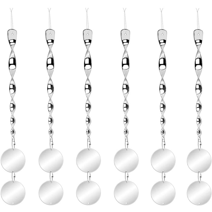 Chephon Bird Scare Rods with Reflective Discs Reflectors - Upgraded Bird Spinner Scare Device of Twisting Rods and Disks to Keep Birds Away Like Woodpecker and Pigeon - 6 Pack
