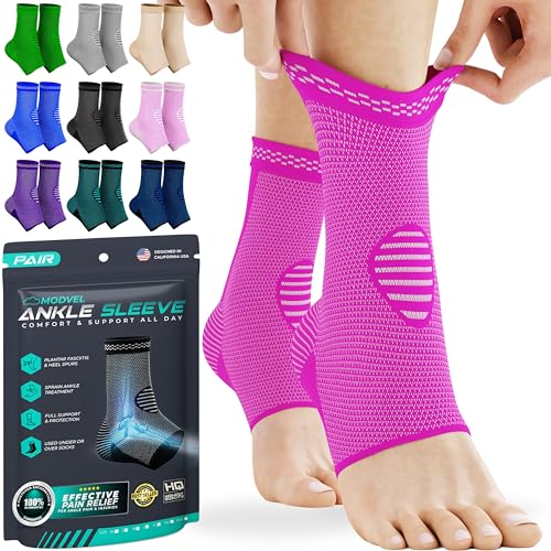 Modvel Ankle Brace for Women & Men - 4 Pair's of Ankle Support Sleeve & Ankle Wrap - Compression Ankle Brace for Sprained Ankle, Achilles Tendonitis, Plantar Fasciitis, & Injured Foot