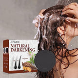 New Hair Darkening Shampoo Bar, Natural Organic Conditioner and Repair Essence,Volumizing & Moisturizing, Black Hair Shampoo (1PC-Black)