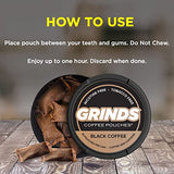 Grinds Coffee Pouches | 3 Cans of Black Coffee | 18 Pouches Per Can | 1 Pouch eq. 1/4 Cup of Coffee (Black Coffee)