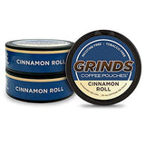 Grinds Coffee Pouches | 3 Cans of Cinnamon Roll | 18 Pouches Per Can | 1 Pouch eq. 1/4 Cup of Coffee (Cinnamon Roll)