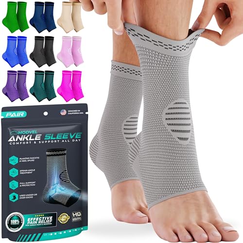 Modvel Ankle Brace for Women & Men - 3 Pair's of Ankle Support Sleeve & Ankle Wrap - Compression Ankle Brace for Sprained Ankle, Achilles Tendonitis, Plantar Fasciitis, & Injured Foot