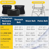 3 in 1 Postpartum Belly Wrap - Recovery Belly/Waist/Pelvis Belt Black Postpartum Belly Band, Black Plus Size