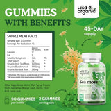 Sea Moss Gummies Vegan - Superfood Wildcrafted Seamoss Gummy Vitamins for Keto-Detox, Immune, & Thyroid Support - Irish Moss, Bladderwrack, & Burdock Root - 90 Pcs