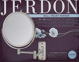 JERDON 8-Inch Two-Sided Swivel Wall Mount Mirror - Makeup Mirror with 8X Magnification & 13.5 inch Wall Extension - Chrome Finish - Model JP7808C