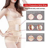 2 in 1 Postpartum Belly Wrap Support Recovery Belt - Belly Band for Postnatal, Pregnancy, Maternity - Girdles for Women Body Shaper - Post Partum Waist Shapewear Belt(Beige,One Size)