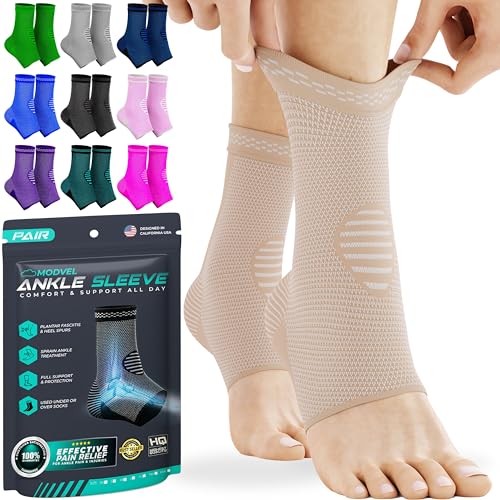 Modvel Ankle Brace for Women & Men - 3 Pair's of Ankle Support Sleeve & Ankle Wrap - Compression Ankle Brace for Sprained Ankle, Achilles Tendonitis, Plantar Fasciitis, & Injured Foot