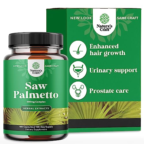 Extra Strength Saw Palmetto Extract - Advanced Saw Palmetto for Women and Men's Hair Growth and Urinary Support with Plant Sterols and Flavonoids - 500mg Herbal Saw Palmetto Supplement - 100 Capsules