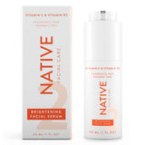 Native Brightening Facial Serum Contains Naturally Derived Ingredients | Hydrating Serum with Vitamin C and Niacinamide, Vitamin B3, Revitalize and Repair Your Skin, Fragrance-Free, 30ml, 1 fl oz