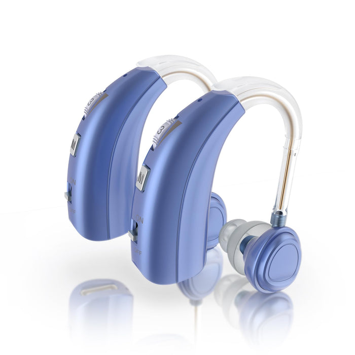 Elctrtici Hearing Aids for Seniors Adults with Dual Frequency for Hearing Loss,Digital Hearing Aids Rechargeable with Adjustable Volume,Blue