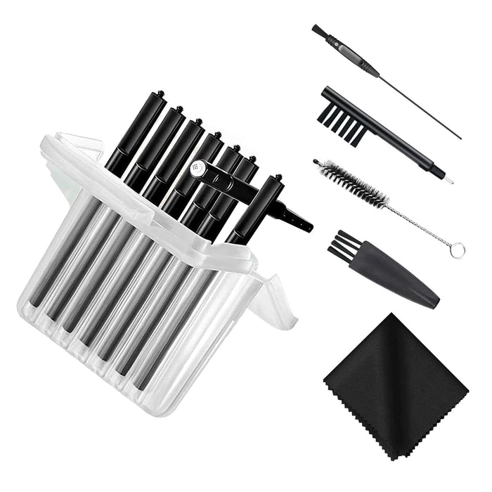 Sierescon Hearing aid Wax Guard Filters Cerumen Stop Wax Traps for Phonak, Resound, Widex and Unitron Hearing Aids Accessories with Cleaning Brush Kit Tools (32 Filters) (Black 4Packs)