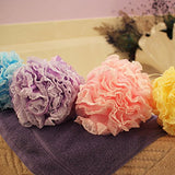 Loofah-Bath-Sponge Lace-Mesh-Set >> 2-Scrubs-in-1 by Shower Bouquet: Large Full 60g Pouf (4 Pack Spa Colors) Body Luffa Loofa Loufa Puff - Exfoliate, Cleanse Skin with Luxurious Bathing Accessories