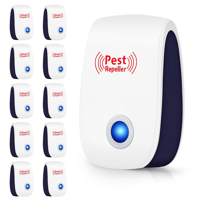 JLLOM 10 Packs Ultrasonic Pest Repeller Electronic Mouse Repellent Ultrasonic Plug in Rodent Repellent Indoor Sonic Repellent Pest Control for Insect,AntBugs,Mosquito,Rat,Spide,Cockroach