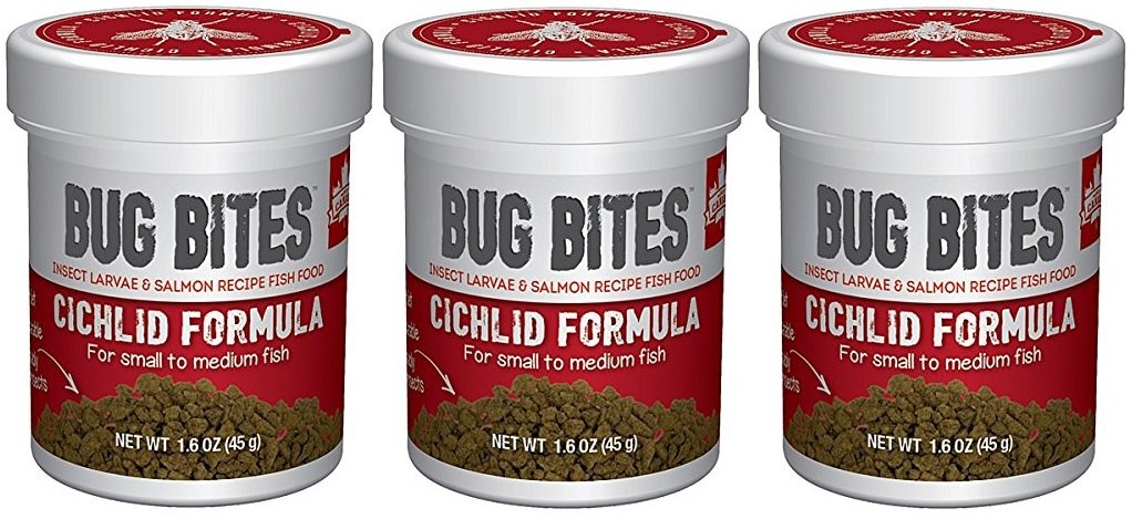 Fluval (3 Pack) Bug Bites Cichlid Formula for Small/Medium Fish (1.6 oz. Per Bottle)