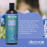Aleavia Lavender Body Cleanse – Organic & All-Natural Prebiotic Body Wash, Scented with Pure Essential Oils – Nourish Your Skin Microbiome – 16 Oz.