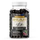 Shilajit Pure Himalayan Organic Gummies - Extra Strenght 50,000 Shilajit Resin for Metabolism Support - with Ashwagandha and Siberian Chaga - 2 Months Supply - 60 Vegan Keto Friendly Cherry Gummies