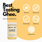 Classic Ghee Butter, Grass-Fed by Indian Milk & Honey, 44 oz with 264 Servings Each | Handmade & Locally Sourced Ghee Clarified Butter | Lactose, Gluten & Casein Free | Ghee in Recyclable PET Jars