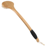 OWIIZI Back Scrub Brush for Shower,Stiff Boar Bristles Bamboo Curved Long Handle Antiskid Body Bath Brush for Back Use Wet or Dry,Deep Cleanse Large Surface Back Scrubber